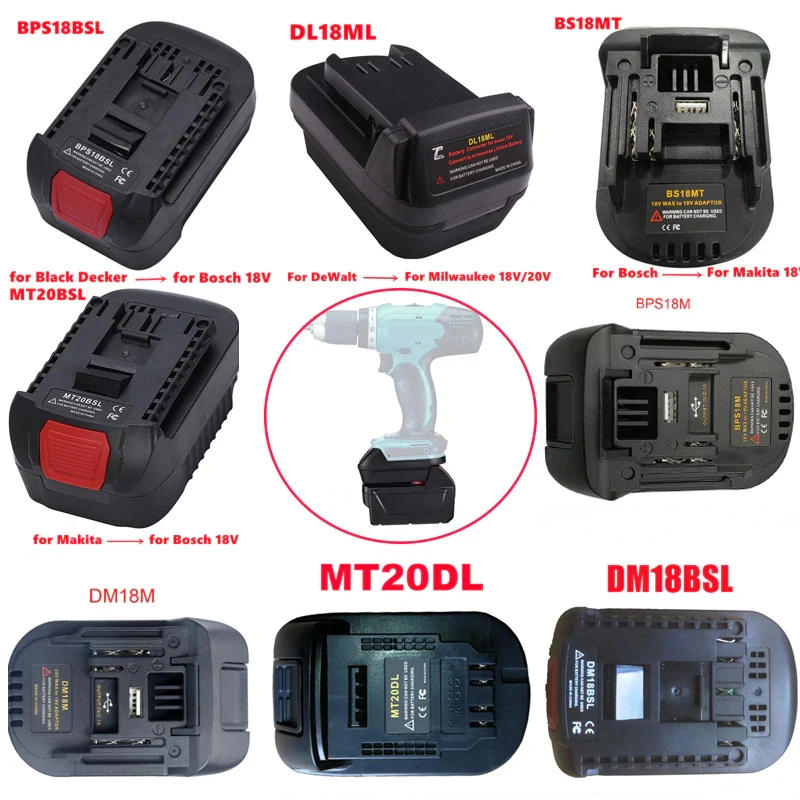 Power Tool Adapter BS18MT Converter For Bosch 18V Li-ion Battery for Makita/Milwaukee/Dewalt/Ryobi/Metabo/Worx Devon Tool