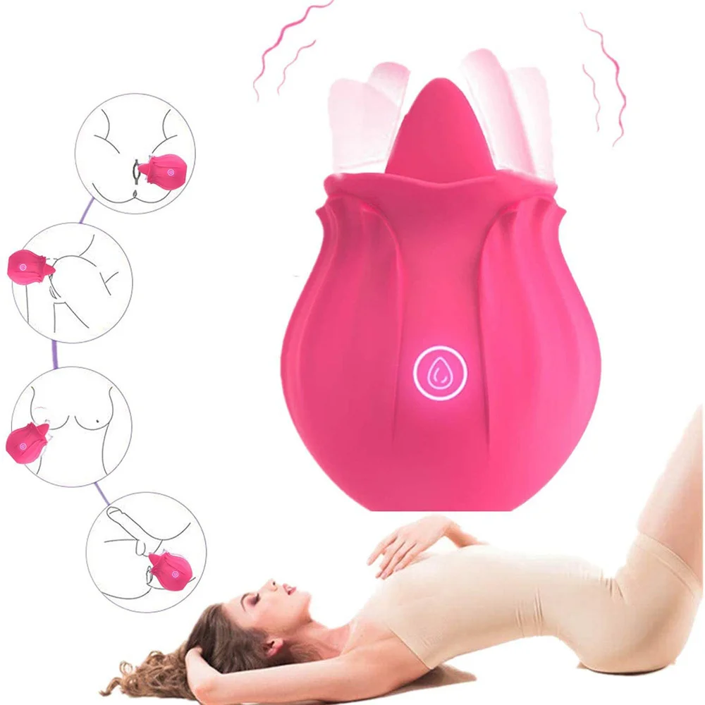 

Rose Shape Dildo Toys For Women Vibarater Tongue Vibrant Licker Vagina Stimulator 10 Modes Oral Clitorals Stimulator Adullt