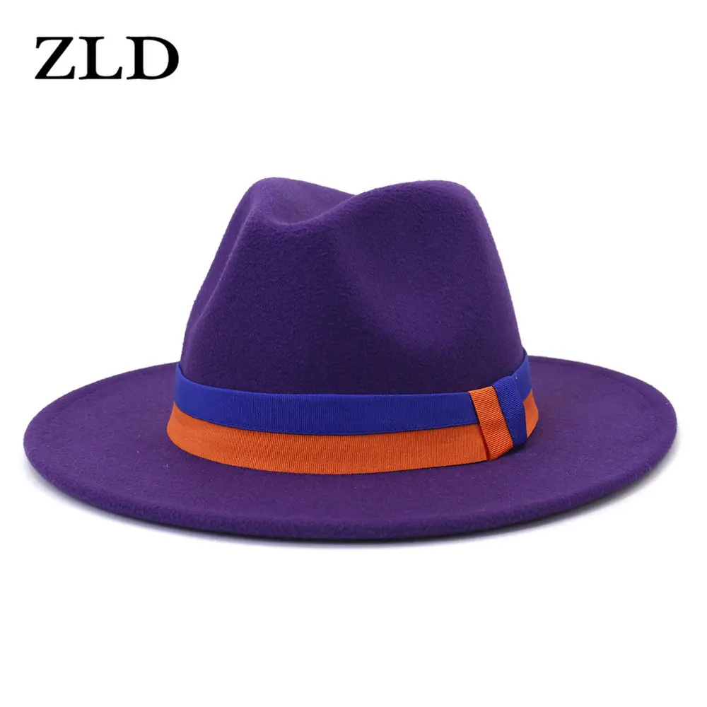 

ZLD Wool Fedora Hat Wide Brim Panama Unisex Felt Fedoras Hats Adult Fashion Trilby Hats Popular Headwear Wool Fedora Trilby Hats