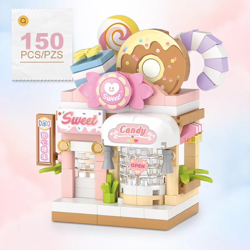 Креативный городской уличный пейзаж нанокирпичный вид на улицу игрушка с