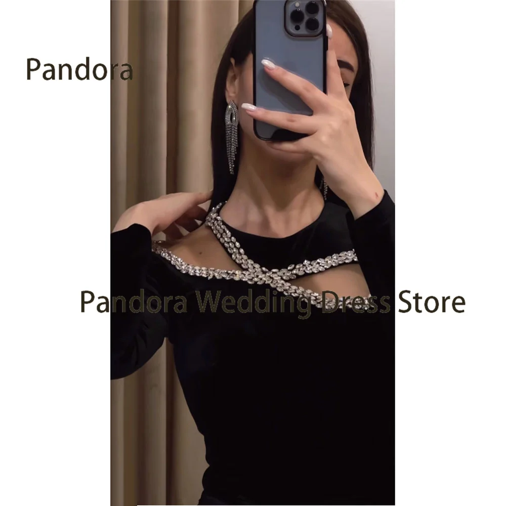 Платье Pandora для выпускного вечера с длинным рукавом и круглым вырезом длиной до