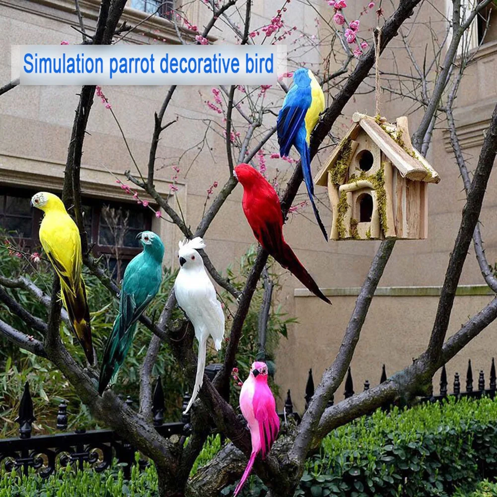 

25/35cm Handmade Simulation Parrot Creative Feather Lawn Figurine Ornament Animal Bird Garden Prop Decoration