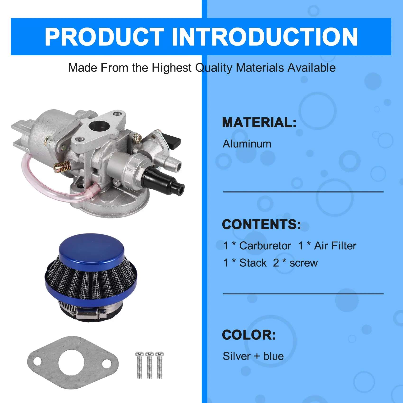 Карбюратор Carb Carby + синий воздушный фильтр штабель для 2-тактного двигателя 47Cc 49Cc