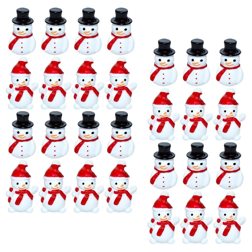 

40pcs Lovely Cartoon Mini Snowman Miniature Snowman Statue Decor Christmas Table Centerpiece