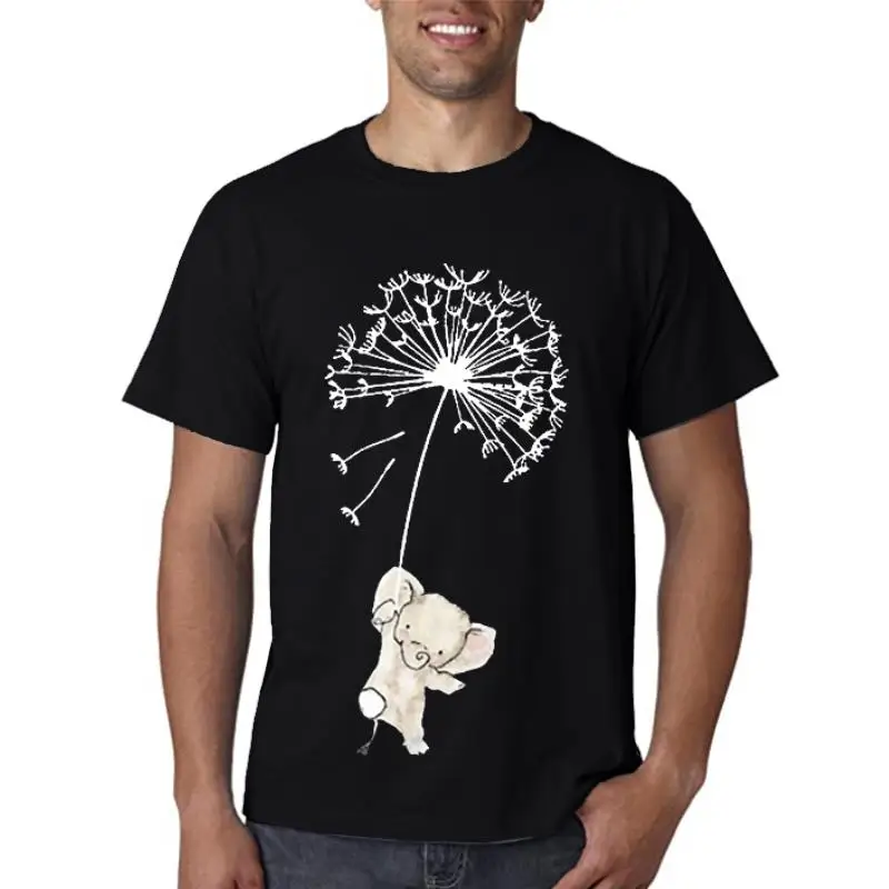 

Женские Модные топы, футболки, футболка с принтом одуванчика и слона, женская футболка с графическим принтом, женская футболка, одежда