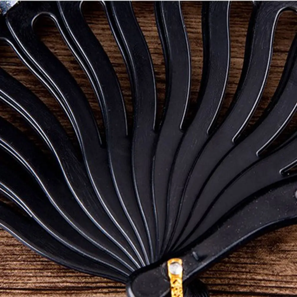 Черный Складной Веер Для Женщин Высококачественный Пластиковый Танцевальный