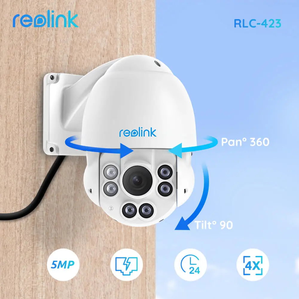 Reolink камера безопасности PTZ PoE 5MP панорамирование/наклон 4x оптическое ночное