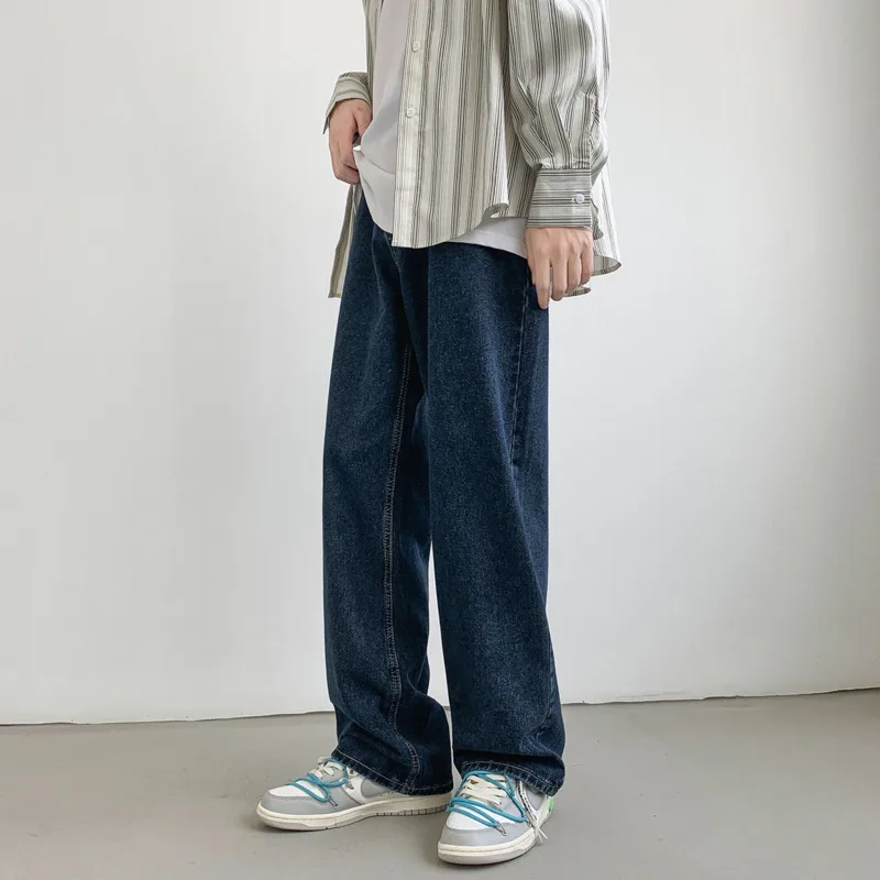 Blue/Black Baggy Jeans Men Fashion Casual Oversized Wide Leg Jeans Mens Streetwear Hip Hop Loose Straight Denim Trousers Men