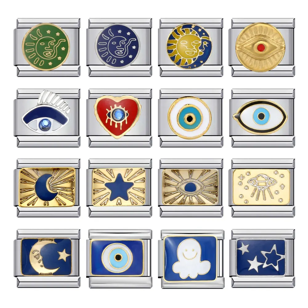Semkeiyee Дизайнер Солнце Луна Звезда Глаз Очарование Синий Желтый Зеленый Fit 9 мм
