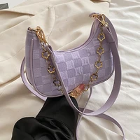 luxury chains shoulder underarm bag for women brand design plaid small crossbody bag trend casual purses fashion female handbags