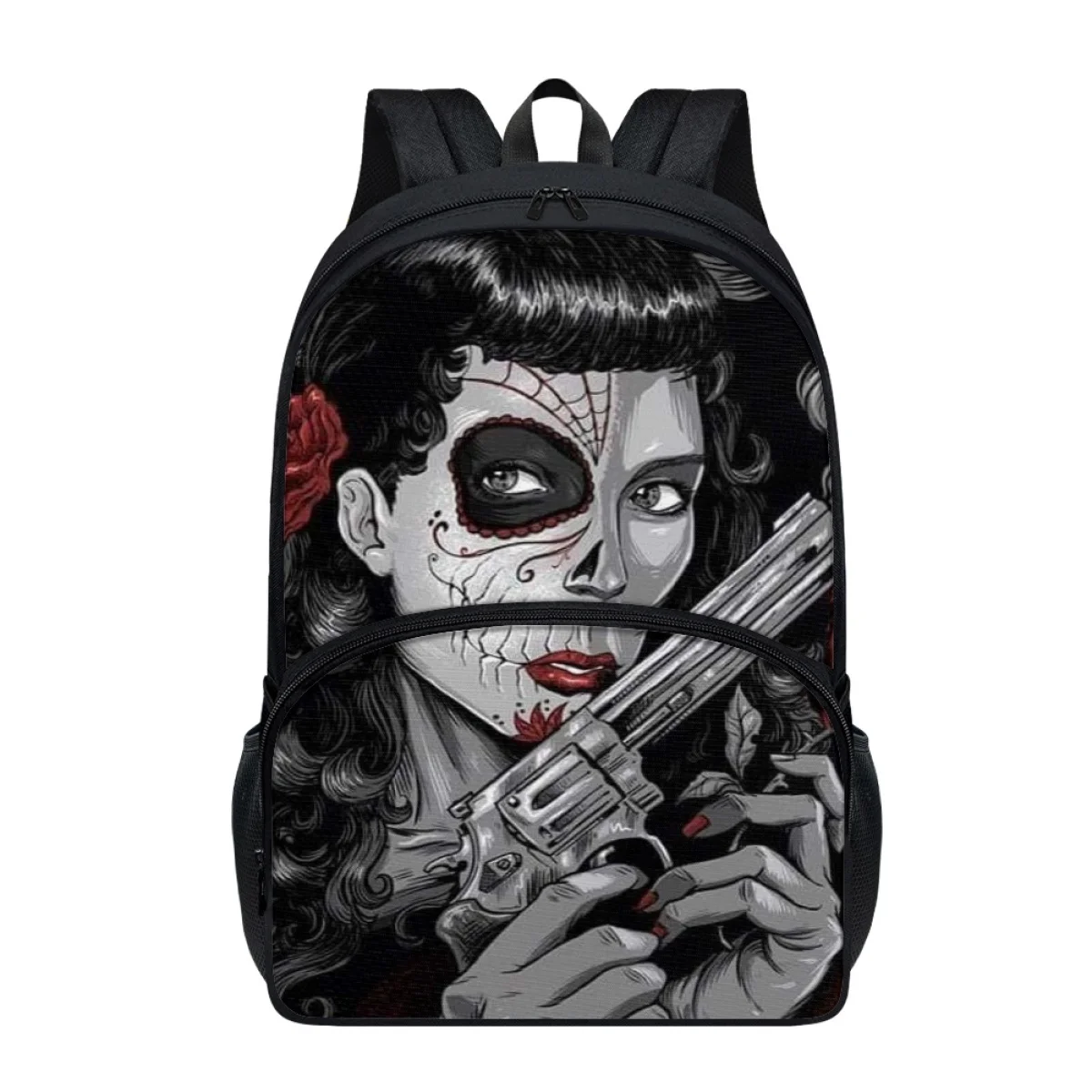 

Рюкзаки FORUDESIGNS Goth Grim Skullgirls, практичные легкие спортивные сумки, школьные сумки с двумя молниями и несколькими карманами