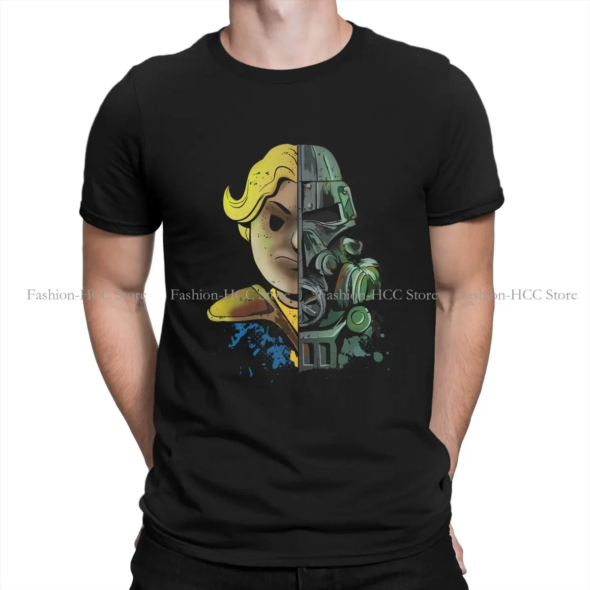 

Face Off Hipster Polyester TShirts Fallout Vault Boy Game Male Harajuku Tops T Shirt Round Neck