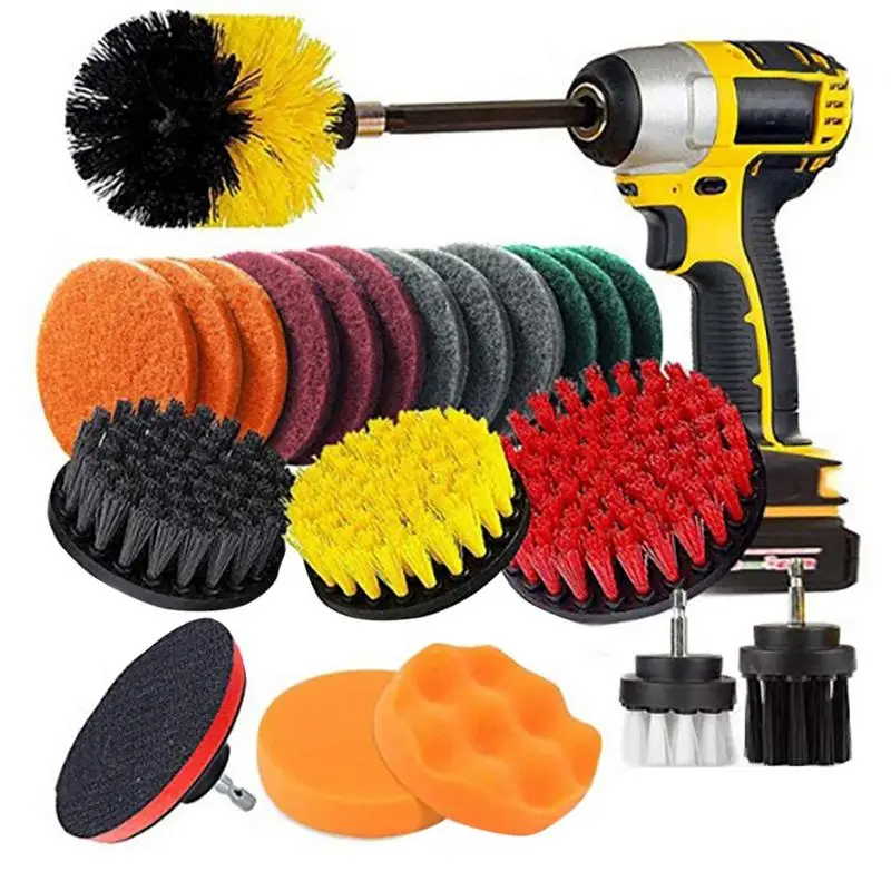 

22pcs Drill Brush Attachments Set Cleaning Brush For Drill Shower Tile And Grout All Purpose Power Scrubber Cleaning Kit