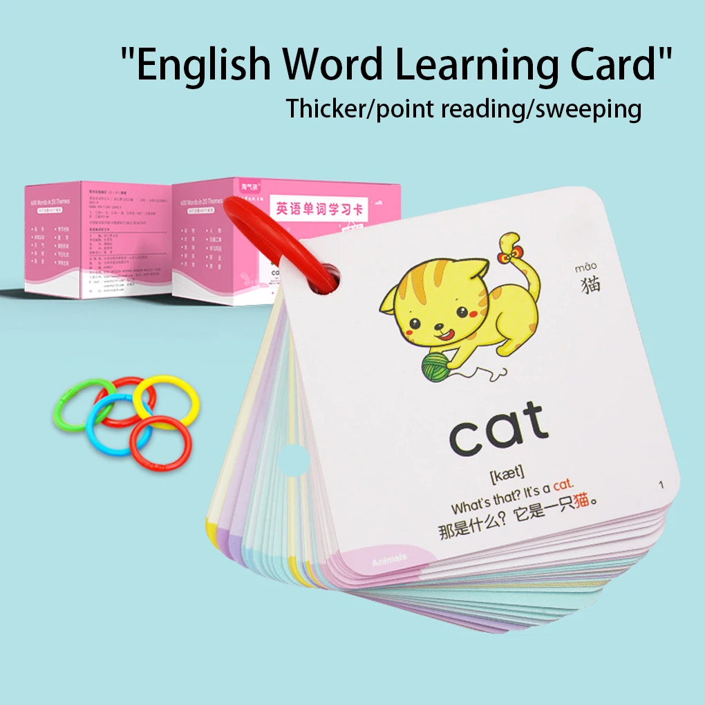 

School Kids English Word Card Set Children Learning Cards Plaything