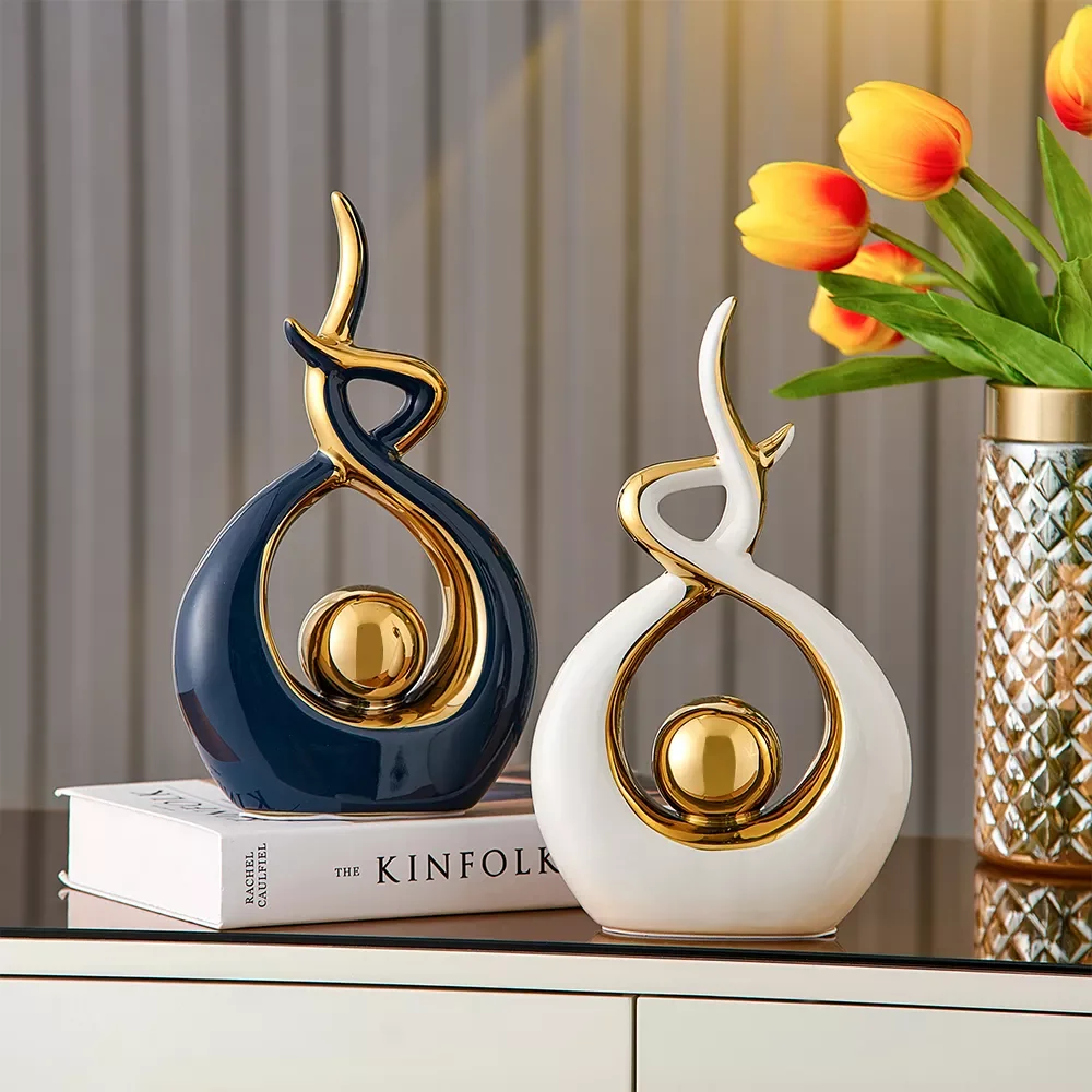 

Abstract Sculpture Ceramic Statue Home Decor Figurines for Interior Living Room Decoration Modern Art Christmas Decorations Gift