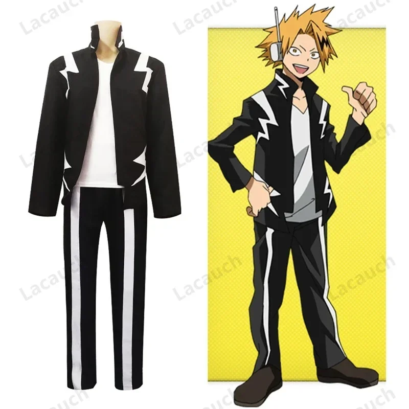 Аниме Косплей Костюм My Hero Academia Kaminari Denki Короткие парики Шпилька Черная униформа