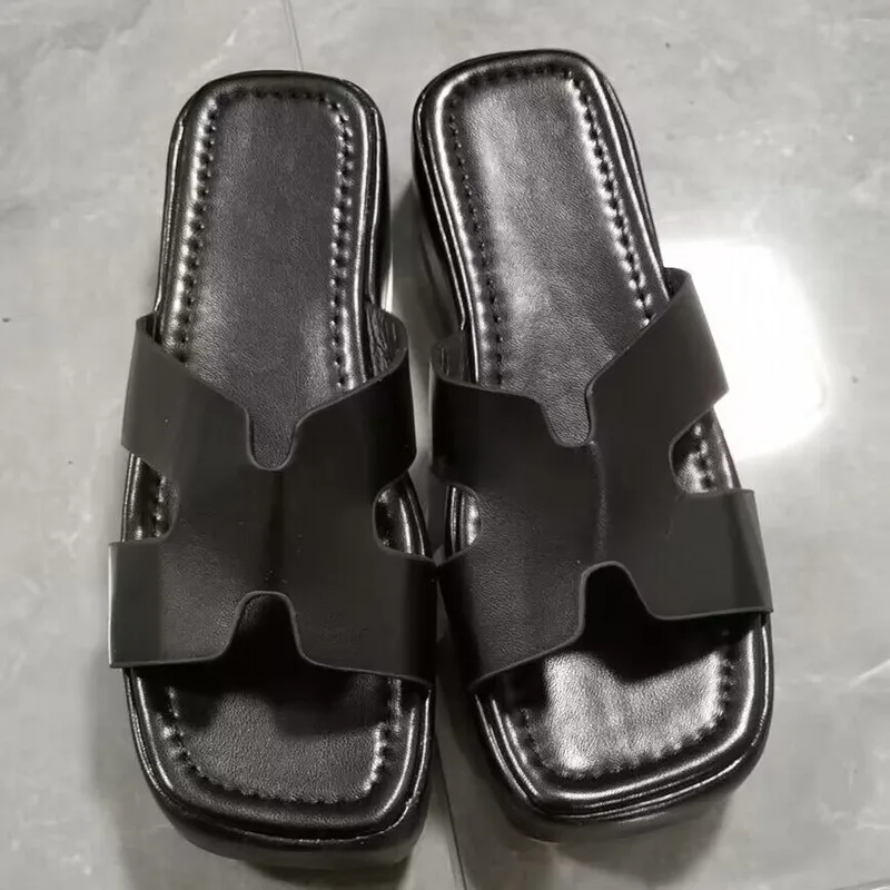 Summer Women Slippers 2023 New Fashion Pu Leather Women Sandals Platform Shoes Designer Orange Beach Ladies Slipper Size 43