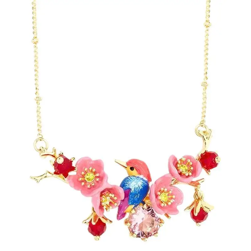 Ручная роспись эмаль осень-зима красочные Alcedo Atthis Bengalensis ветки сливы красные