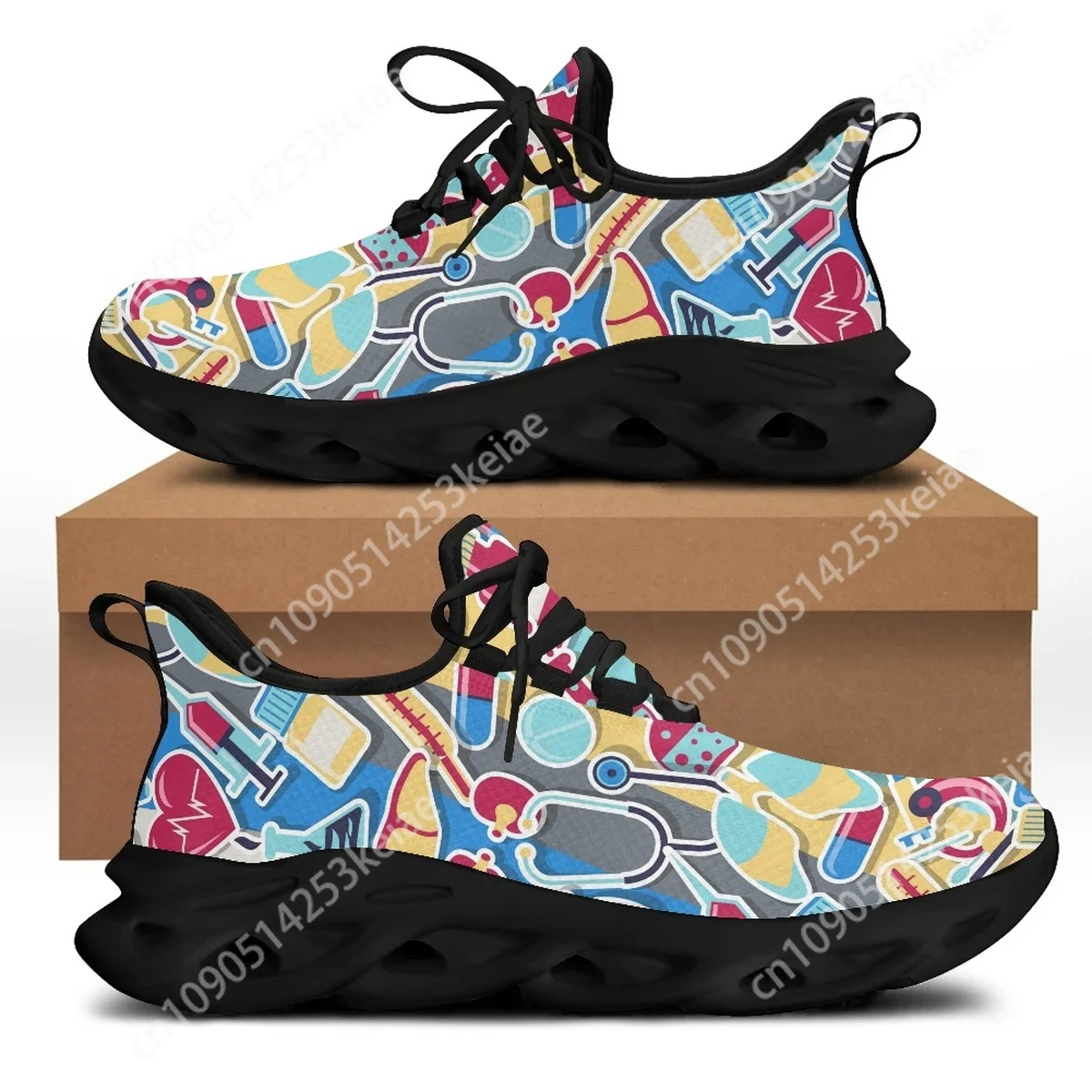 CYWGIFT/весенне-осенние женские кроссовки на плоской подошве с узором медсестры и