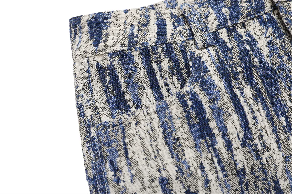 Retro Tie Dyed Snowflake Washed Jeans Men'S High Street Fashion Straight Pants Zipper Leg Slit Casual Baggy Jeans For Men