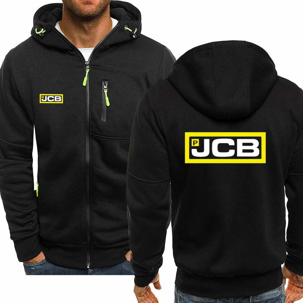 

2023 New Spring Autumn JCB Logo Hoodied Men's Fashion Long Sleeve Zipper Cotton Hip-Hop Harajuku Hoody Casual Jacket