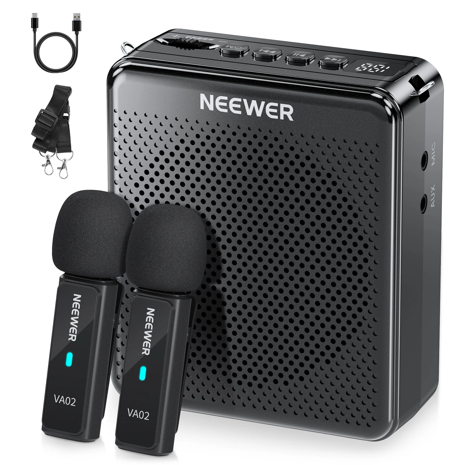 Фото NEEWER беспроводной микрофон усилитель голоса Mini USB C перезаряжаемый звуковой динамик с шумоподавлением мегафон и набор микрофонов №1
