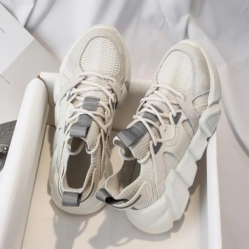 

Вязаные женские кроссовки, без шнуровки, детская спортивная обувь, Беговые спортивные белые Мокасины, сетчатые прогулочные белые на плоско...