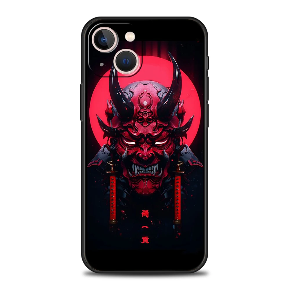 Фото Чехол для телефона с маской японского самурая Oni для iPhone 16, 15, 14, 13, 12, Pro Max 11 Pro Max 7, 8 Plus XS XR, противоударный мягкий корпус из ТПУ №3