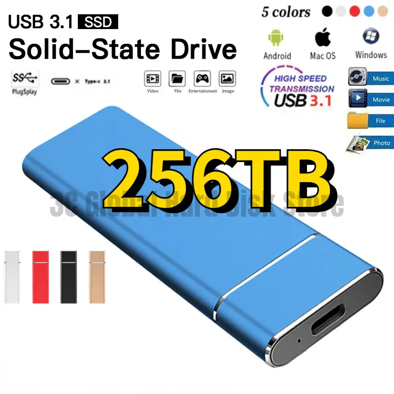 

100% Original M.2 SSD 256TB External Solid State High-speed Drive Storage Device 4TB 8TB Hard Drive Computer Portable SSD Mobile