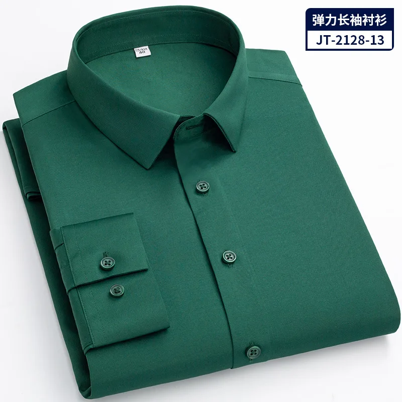 

Stretch Bamboo Fiber Shirts Men 2022 Brand New Slim Fit Long Sleeve Mens Shirt Business Button Up Formal Dress Camisas Homme