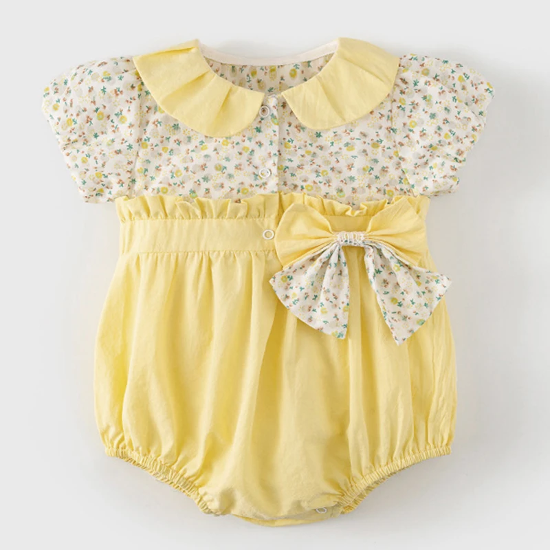 

Infant Baby Girls Bodysuits Short Sleeved Cotton Floral Printing Toddler Baby Girl Clothes Baby Girls Jumpsuit For Summer