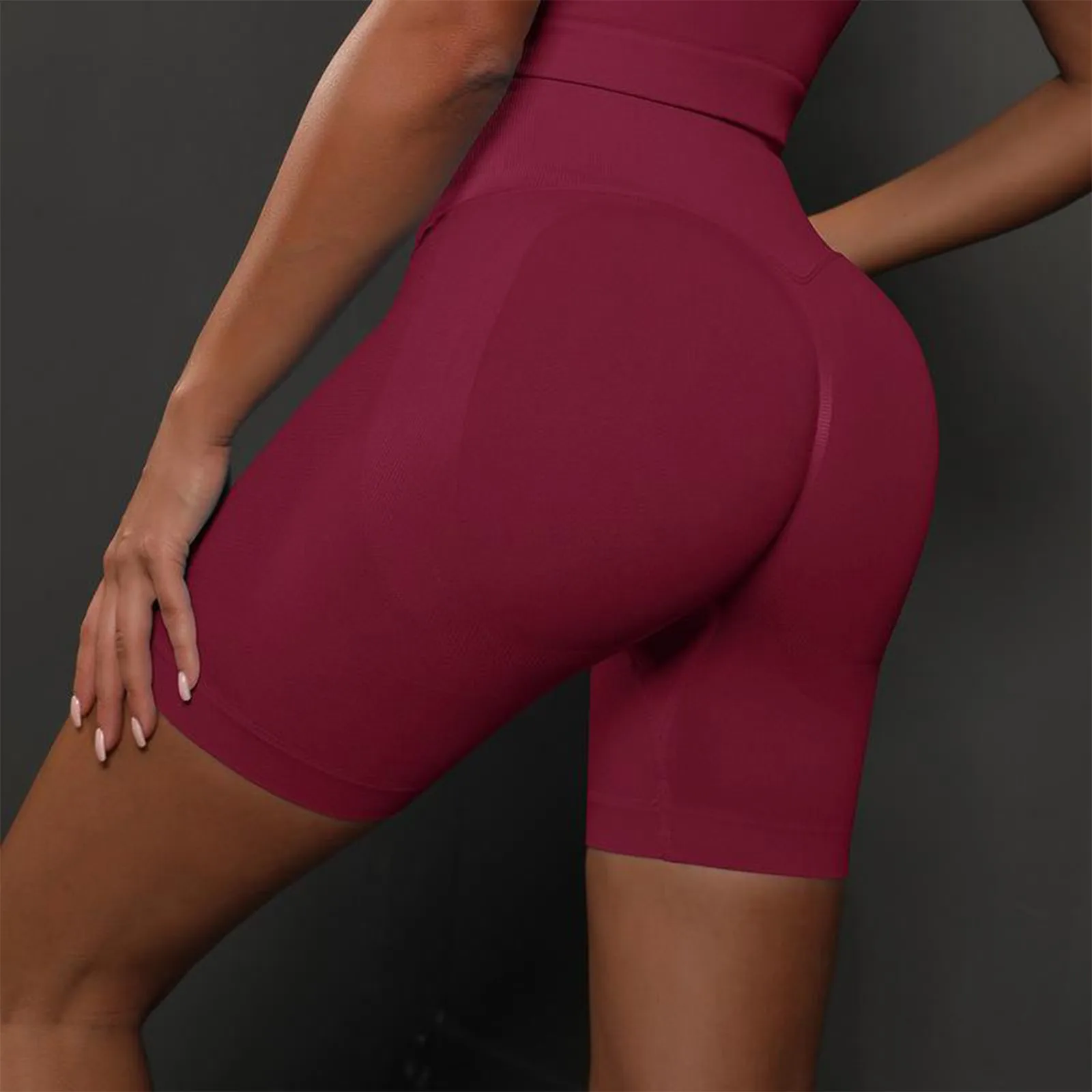 

Slim Fit High Waist Yoga Sport Shorts Hip Push Up Women Plain Nylon Fitness Running Shorts Tummy Control Workout Gym Shorts