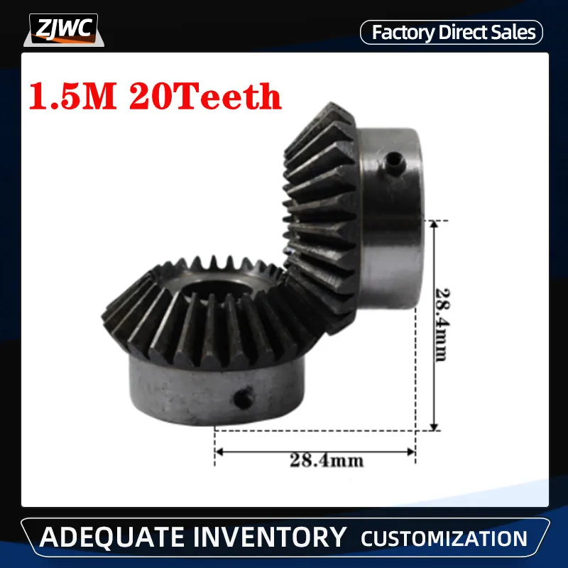 

2pcs Bevel Gear 1.5 Modulus 20Teeth With Inner Hole 15/16/8mm 10mm 12mm 14mm 90 Degree Drive Commutation Steel Gears with Screw