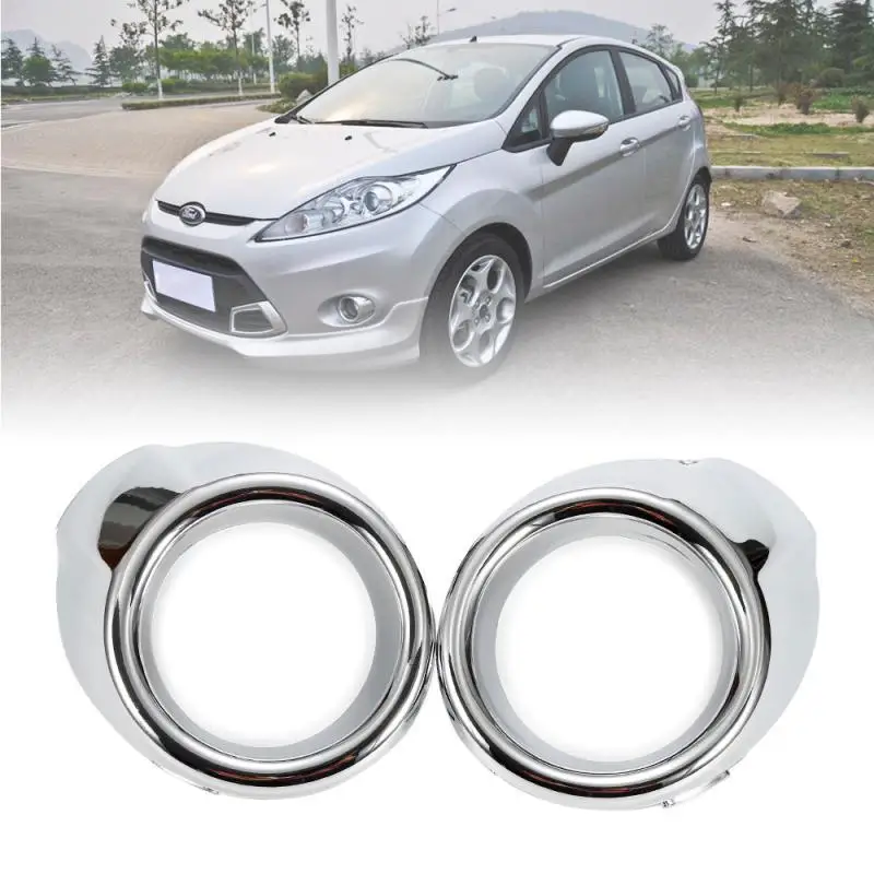Front Fog Lights Covers Left &Right Chrome for Ford Fiesta 2009-2012 Bumper Bezels Auto Parts