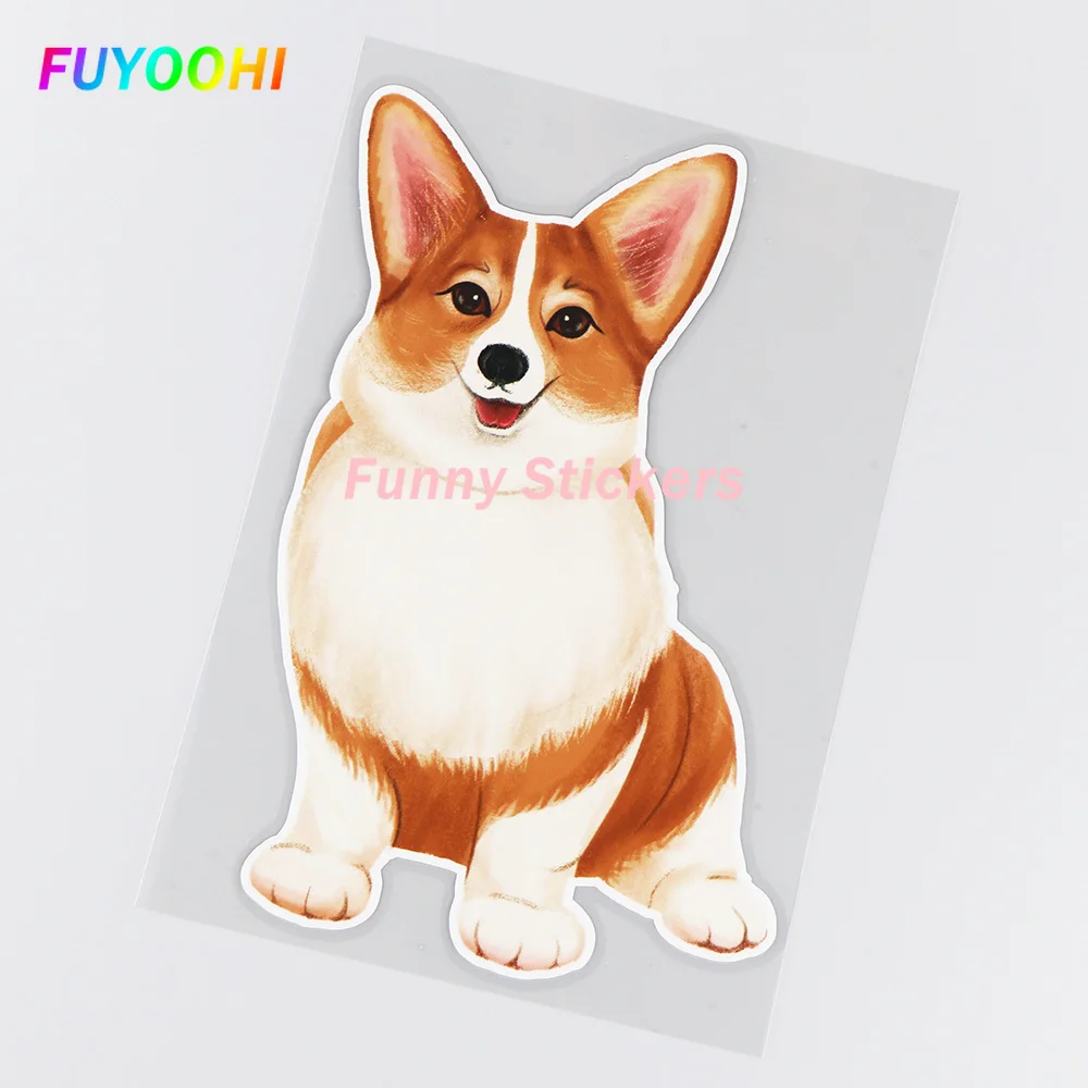

FUYOOHI Exterior/Protection Funny Stickers Hand-Painted Exquisite Corgi Car Body Decoration Stickers Lovely Cartoon Decals