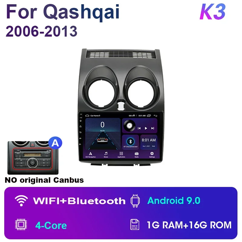 

Автомагнитола 2 Din, Android 12, 4G, мультимедийный видеоплеер для Nissan Qashqai 1 J10 2006-2014, GPS-навигация, 2din, Carplay, стерео, DSP