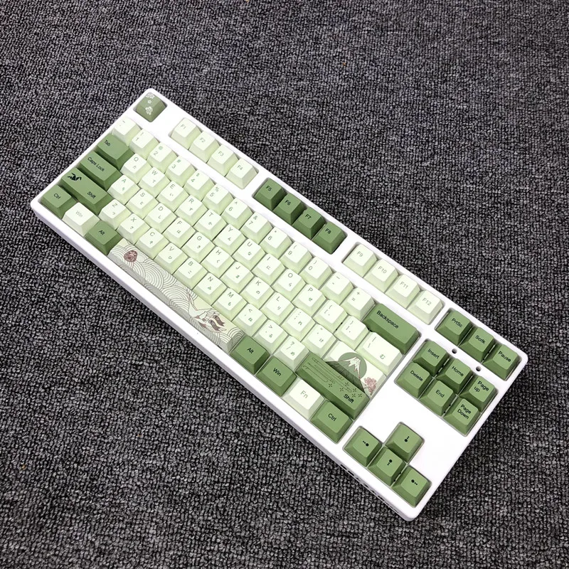 127 Key Cherry Profile PBT Keycaps Matcha Green Japanese Keycap For Mx Switch Mechanical Keyboard Dye-Subbed Sublimation Key cap images - 6