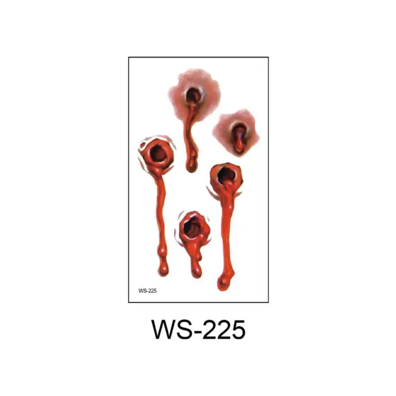 Фото Halloween Horror Wound Stickers Blood Injury Fake Scab Scar Scary Temporary Scar Tattoos Stickers Holiday DIY Party Decorations №1