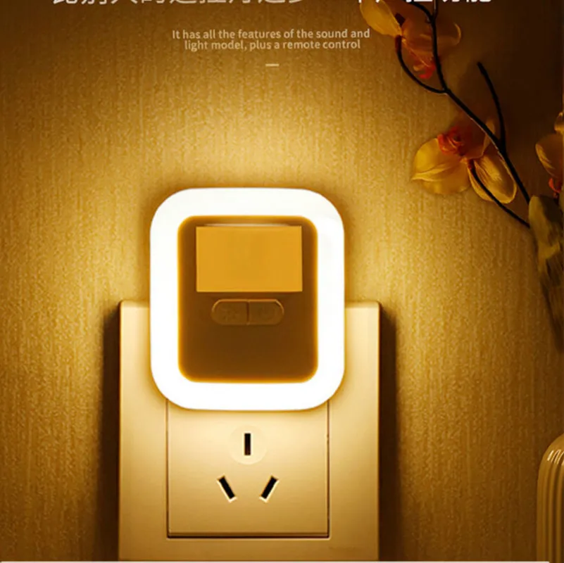 

1pcs Plug-In Human Body Intelligent Induction Sound And Light Remote Control Energy-Saving Brightness Adjustment Night Light