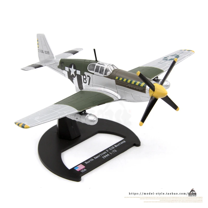 

1/72 WWII American Army Air P-51B Mustang Fighter 1944 P51 Diecast Metal Plane Aircraft Model For Children Collection Toy