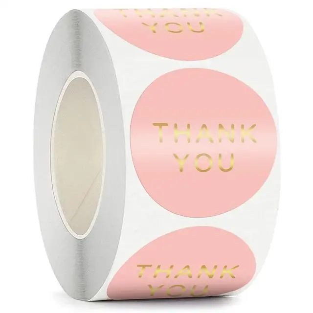 

500pcs Thank You Stickers Gold Foil Pink Thank You Stickers Roll for Business, Bubble Mailers, Packaging Bags, Boxes, Envelopes