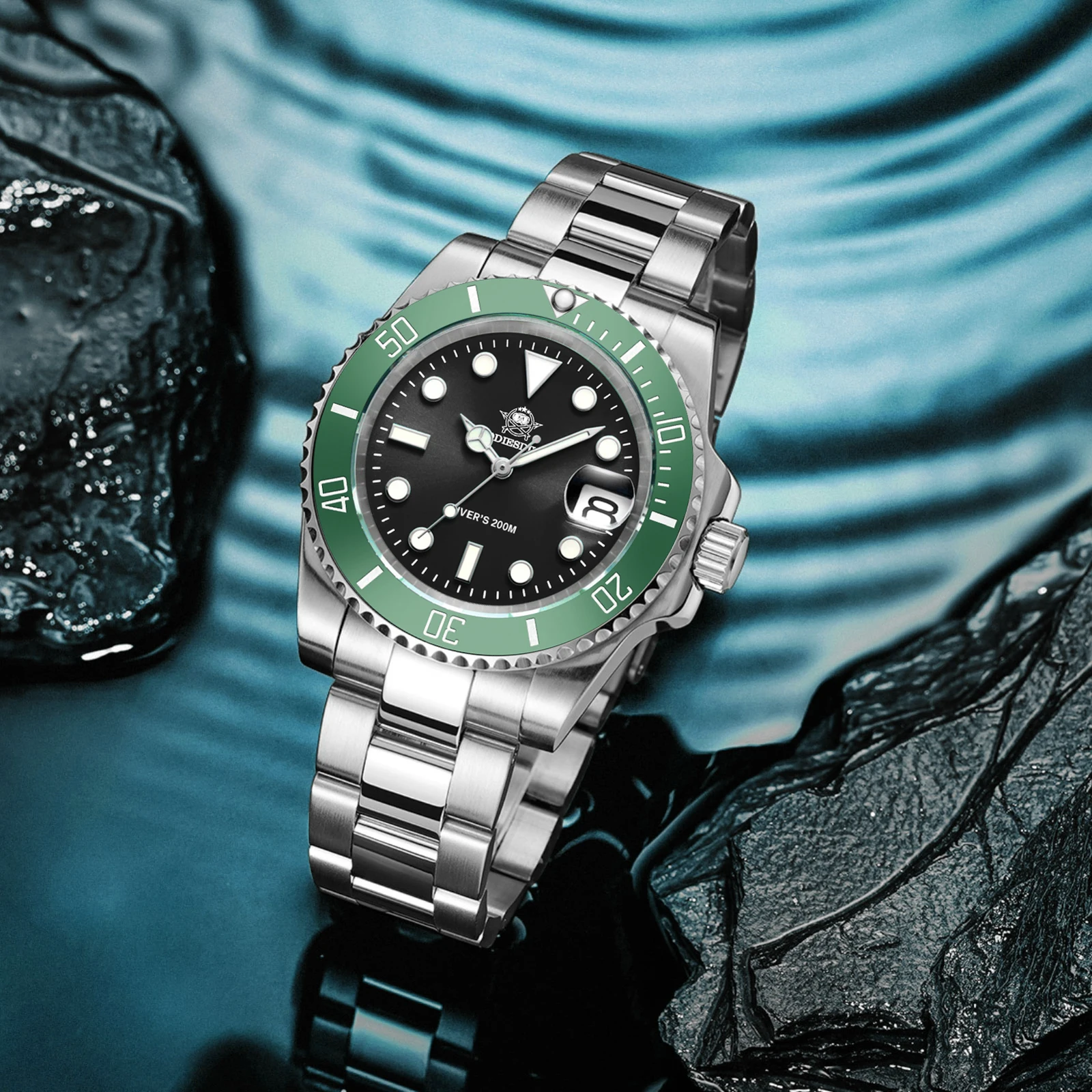 Фото ADDIESDIVE НОВЫЕ роскошные мужские кварцевые часы 200M Diver Watch BGW9, суперсветящийся керамический безель, деловые наручные часы из нержавеющей стали №4