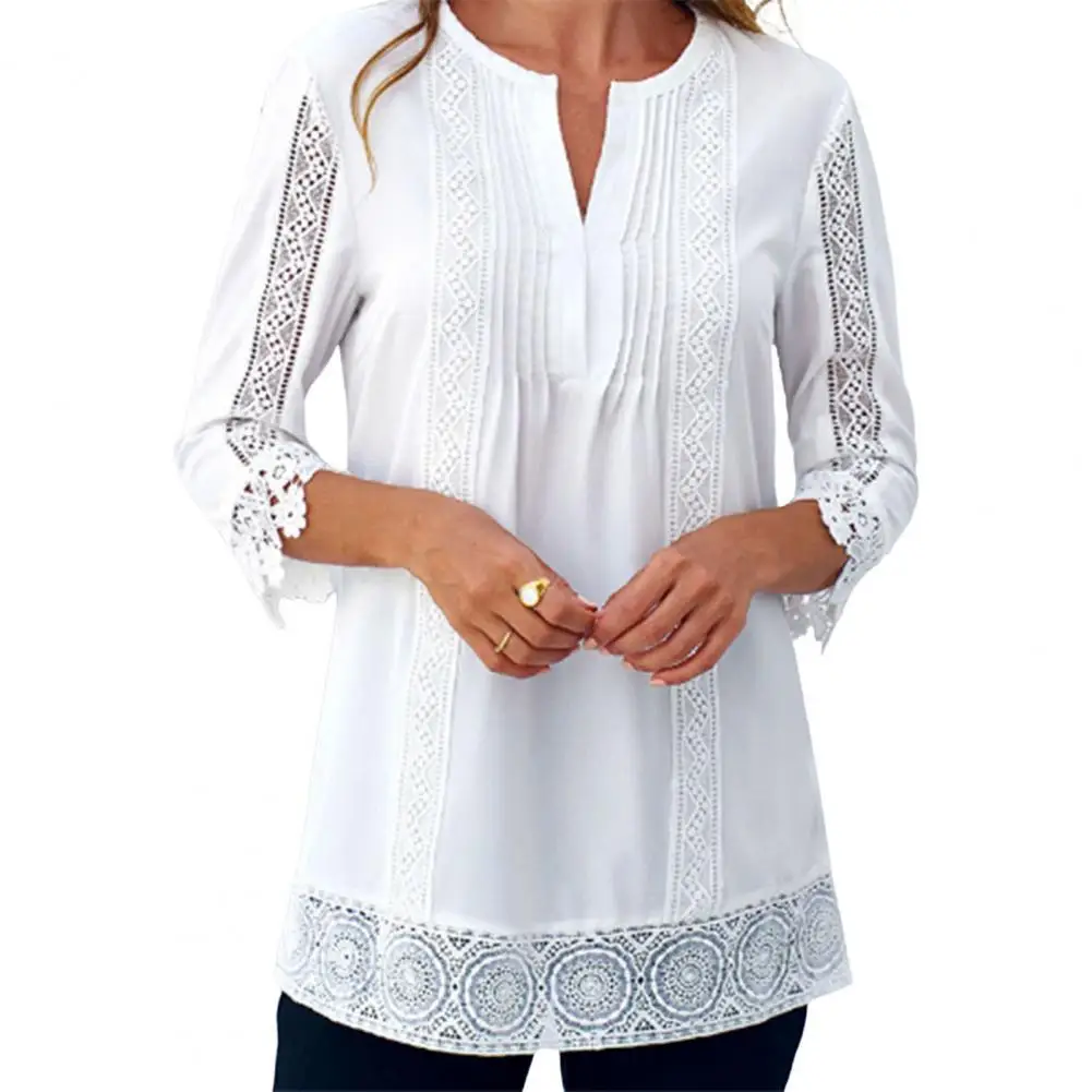 

Lightweight Skin-Touching Lace Stitching Casual Shirt Jumper Streetwear