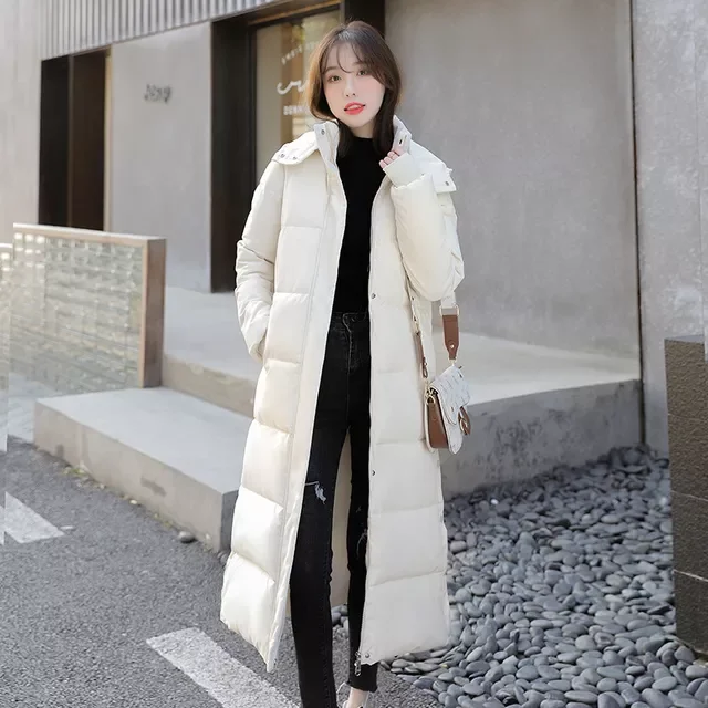 Down parka Detachable hat 2021 new winter jacket Korean loose thickened long knee cotton padded jacket winter coat 2181 enlarge