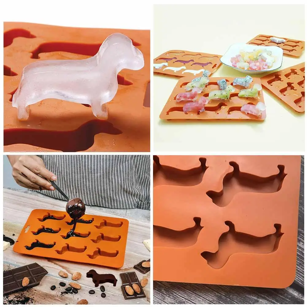 

3D Dachshund Ice Cube Mold Reusable Food Grade Ice Maker Chocolate Cake Molds Beer Ice Cube Mold For Summer Juice Wine B5T9