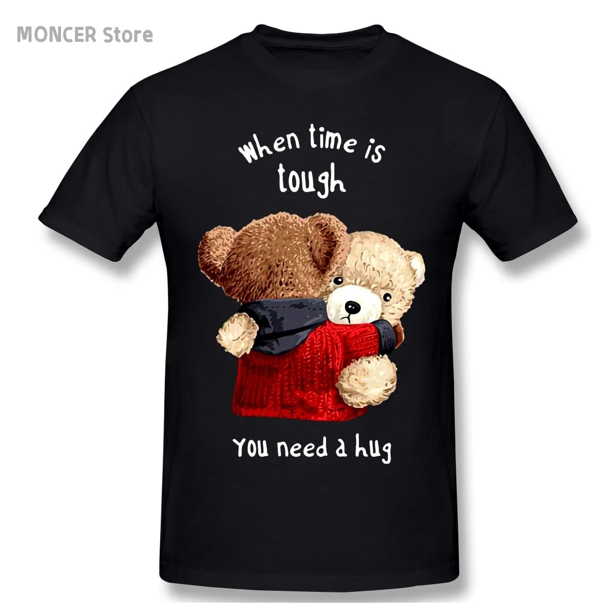 

Cartoon Cuddling Teddy Bear T Shirt Casual Man/women Tee T-Shirt Short Sleeve Cotton Tshirt
