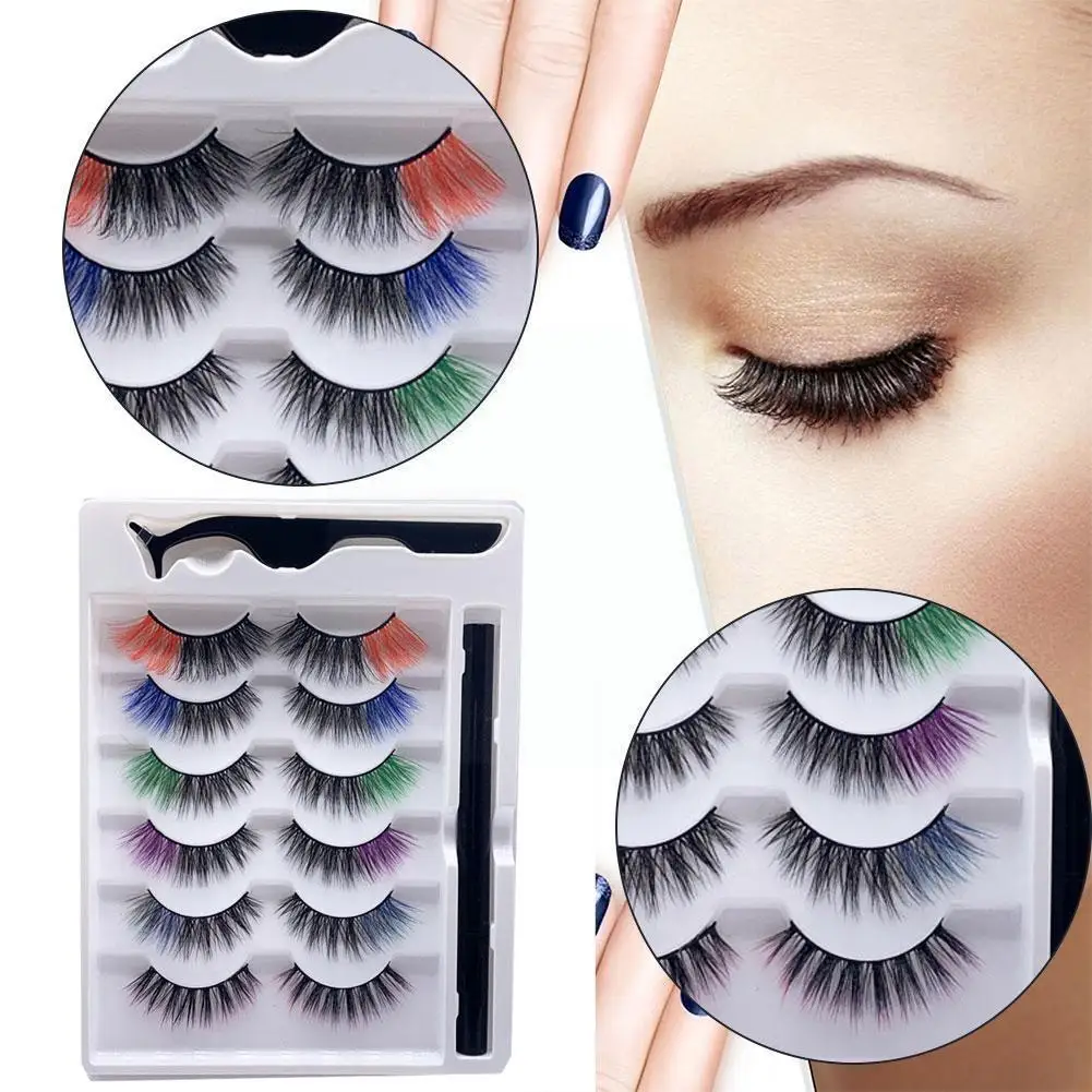 

Colored Faux Mink Eyelashes Self-adhesive Long Lashes Rainbow 3D 2022 Messy Eyelashes False Fluffy Lashes 5 Lashes Pairs Ne Q1V0