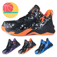 fashion graffiti contrast color basketball shoes childrens sports shoes non slip high elasticity childrens running shoes