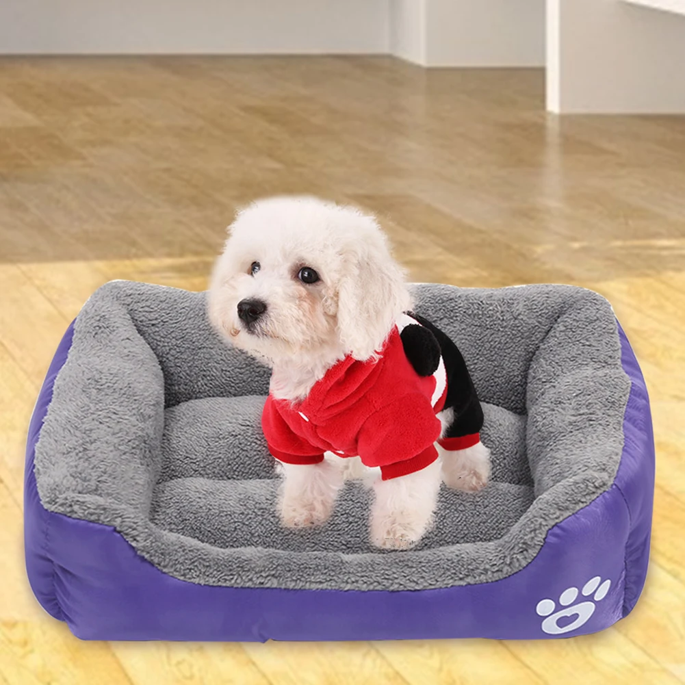 

Pet Plush Bed Warming House Soft Polar Fleece Nest Waterproof Dog Cat Baskets Warm Puppy Kitten Household Supplies