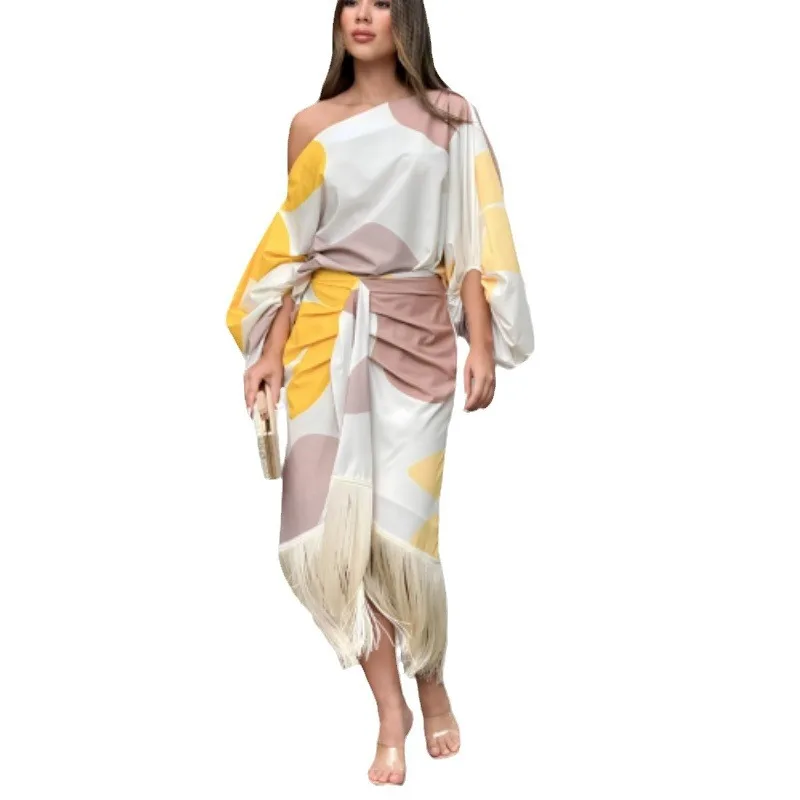 Женский комплект из 2 предметов с юбкой и принтом Футболка рукавами-фонариками